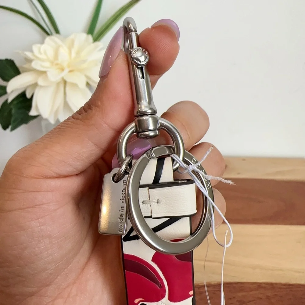 NWT Coach Trigger Snap Bag Charm With‎ Cherry Print